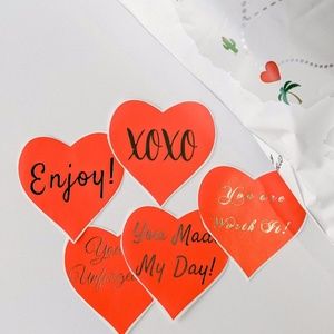 96 pieces 2.5" Heart assorted Thank you Stickers